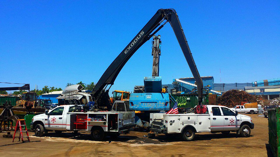 EMT company heavy equipment crane on site