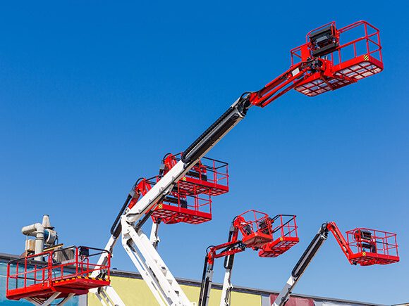 Six Man Lift Equipment with red Platform.
